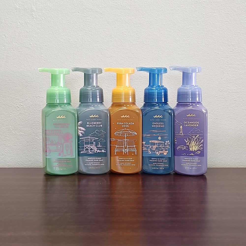 Bath & Body Works BEACH CLUB COLLECTION 5 Piece Foaming Hand Soap Bundle